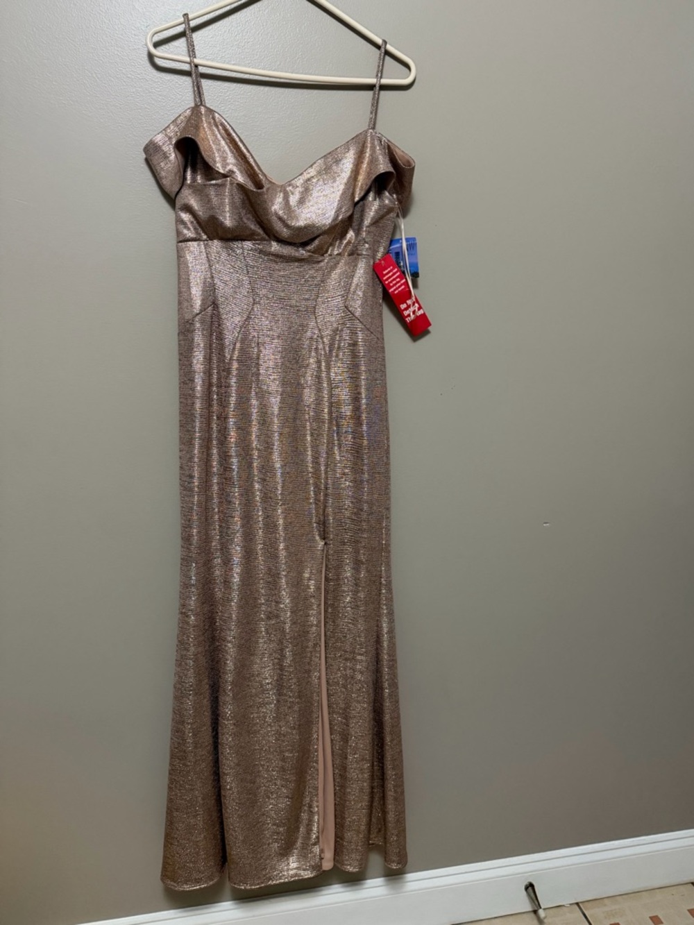 Night Way Collections Rose Gold Shimmer Maxi Dress